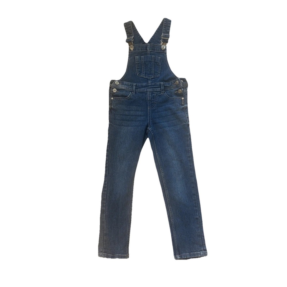 Silver Jeans Girls Nisha Denim Bib Overalls Size 6 Blue Cotton Blend Stretch